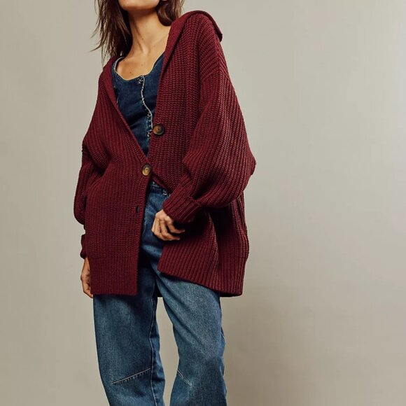 #60 NWT Free People Swim Too Deep Cardi in Cinnamon Brown - Picture 1 of 6